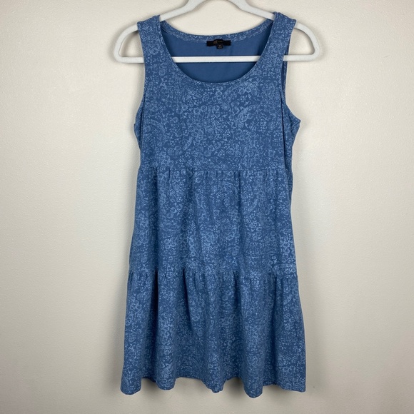 Frye Bandana Blue Tiered Dress with Pockets - Size Medium - Picture 1 of 9